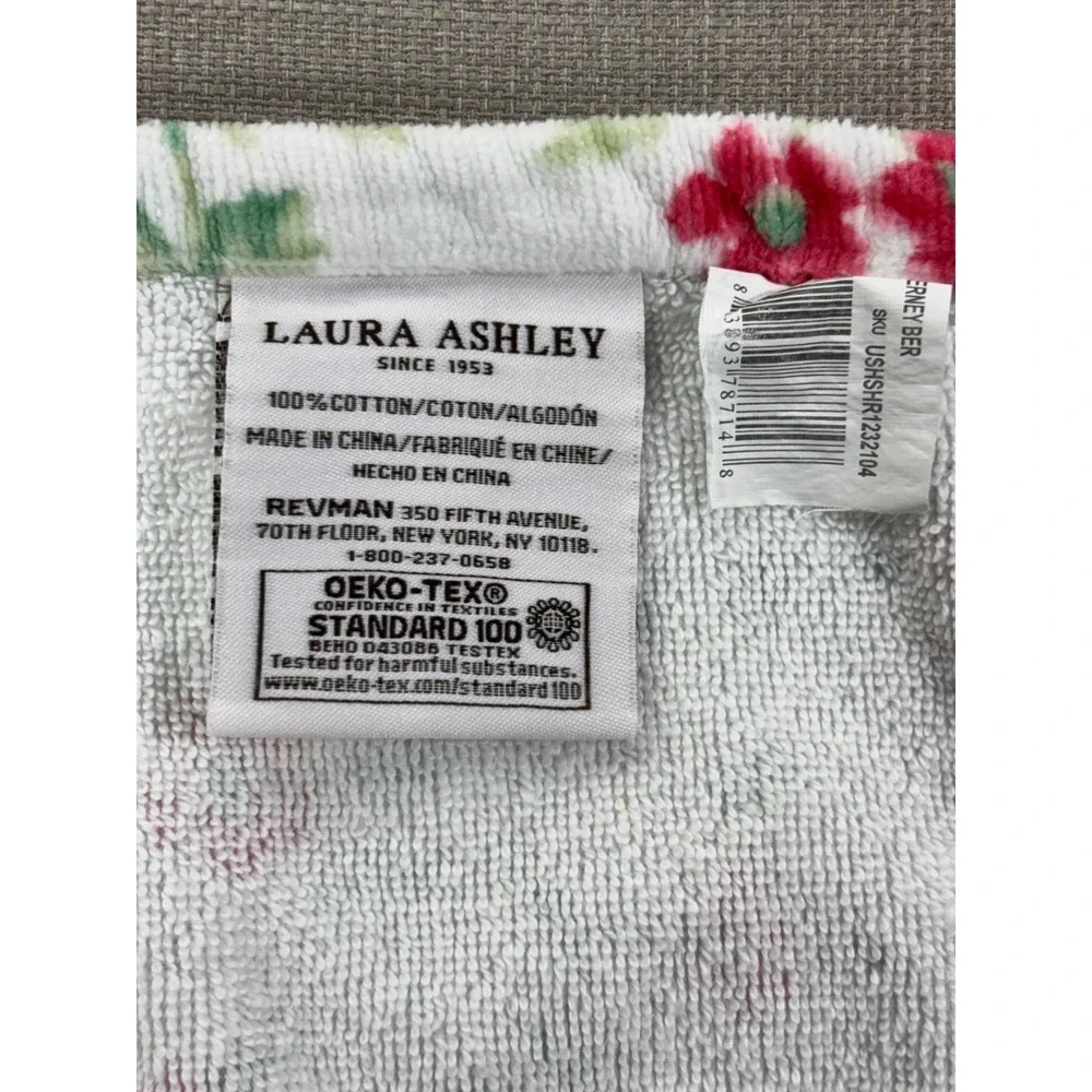 Laura Ashley  TIERNEY BERRY Floral Fingertip Towels Set of 4 RARE FIND